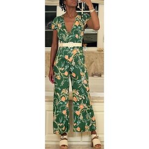 Ankle Length Wide Leg Floral Jumpsuit